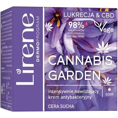 Lirene Dermoprogram Cannabis Garden, Intensywnie nawilżający krem antybakteryjny do twarzy na dzień
