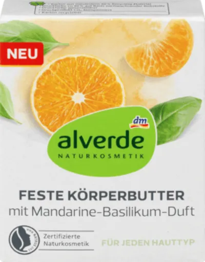 Alverde Feste Körperbutter mit Mandarine-Basilikum-Duft (Masło do ciała w kostce)