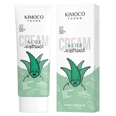 Kimoco Beauty Young, Aloe Extract Cream SPF50+ (Nawilżająco - kojący krem na dzień SPF50+)