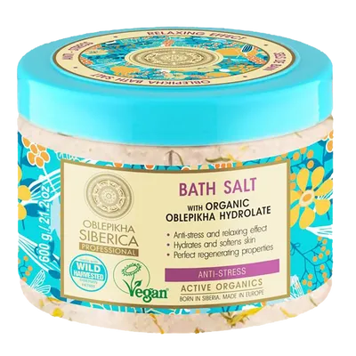Natura Siberica Oblepikha Professional, Bath Salt with Oblepikha Hydrolate Anti-stress (Antystresowa sól do kąpieli na bazie hydrolatu z rokitnika)