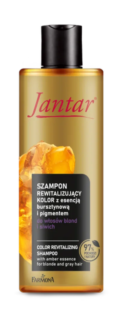 Jantar Szampon rewitalizujący kolor z esencją bursztynową i pigmentem do włosów blond i siwych (nowa wersja)
