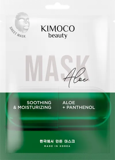 Kimoco Beauty Soothing & Moisturizing Aloe Mask (Łagodząco-nawilżająca maska w płachcie z ekstraktem z aloesu i pantenolem)
