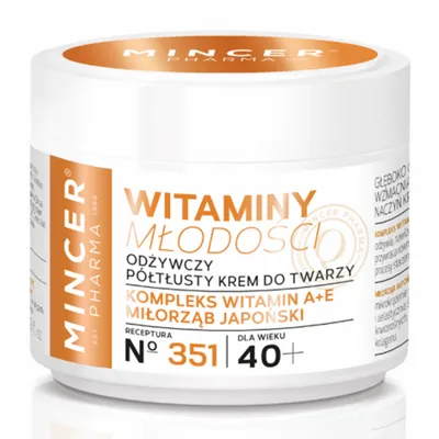Mincer Pharma Witaminy młodości, Odżywczy półtłusty krem do twarzy 40+ No. 351