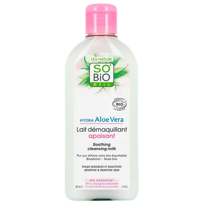SO'BiO Etic Hydra Aloe Vera, Lait Dermo-Demaquillant Apaisant (Mleczko do oczyszczania twarzy)
