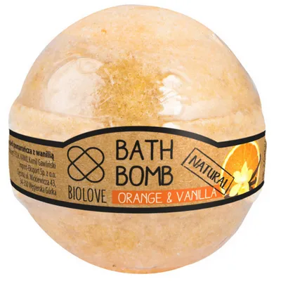 Biolove Orange & Vanilla, Bath bomb (Kula do kąpieli `Pomarańcza z wanilią`)
