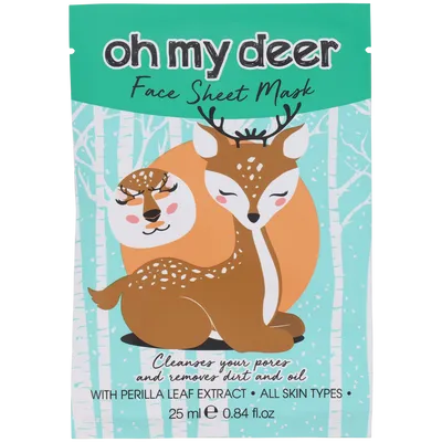 Action Face Sheet Mask with Perilla Leaf Extract Oh my Deer (Głęboko oczyszczająca maseczka w płachcie z ekstraktem z liści pachnotki)
