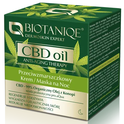 Biotaniqe CBD Oil Anti-aging Therapy, Przeciwzmarszczkowy krem-maska na noc