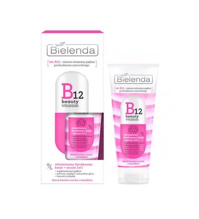 Bielenda B12 Beauty Vitamin, Witaminowy dwufazowy krem + serum 2w1