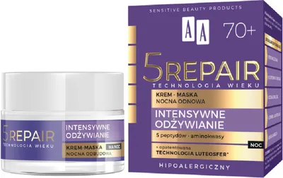 AA Technologia Wieku 5Repair, Intensywne Odżywianie, Nocna odnowa,  Krem-maska 70+