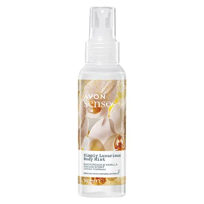 Avon Senses, Simply Luxurious Body Mist White Peach & Vanilla Orchid Scent (Mgiełka do ciała `Biała brzoskwinia i wanilia`)