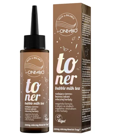 OnlyBio Hair In Balance, Bubble Milk Tea, Toner nadający ciemno-beżowy odcień mlecznej herbaty