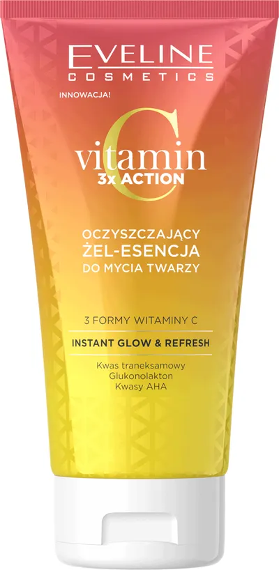 Eveline Cosmetics Vitamin C 3x Action, Oczyszczający żel-esencja do mycia twarzy