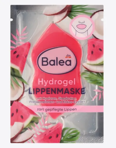 Balea Watermelon & Coconut, Hydrogel Lip Mask (Arbuz i Kokos, Hydrożelowa maska do ust)