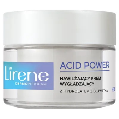 Lirene Dermoprogram Acid Power, Nawilżający krem wygładzający z hydrolatem z bławatka