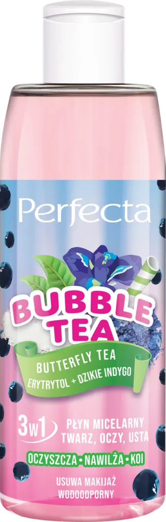 Perfecta Bubble Tea, Butterfly Tea, Erytrytol + Dzikie Indygo, Płyn micelarny 3w1