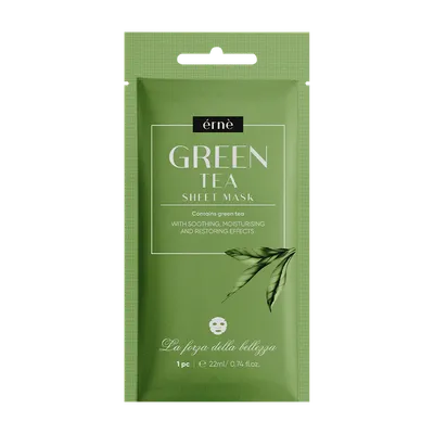 Erne Green Tea, Sheet Mask (Kojąca maska do twarzy w płachcie)