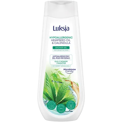 Luksja Hypoallergenic, Hempseed Oil & Calendula Shower Gel for Sensitive Skin (Hipoalergiczny żel pod prysznic do skóry wrażliwej `Olej z konopi i nagietek`)