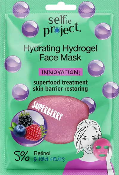 Selfie Project Superberry Hydrating, Hydrogel Face Mask (Hydrożelowa maska nawilżająca do twarzy)