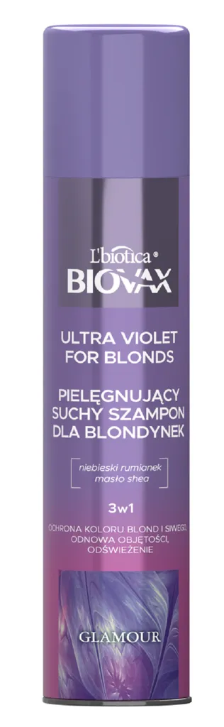 L'biotica Biovax, Glamour, Ultra Violet For Blonds, Pielęgnujący suchy szampon dla blondynek