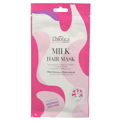 L'biotica Milk Therapy Hair Mask (Maska do włosów w formie czepka regenerująca `Mleko kokosowe, malina, jedwab`)