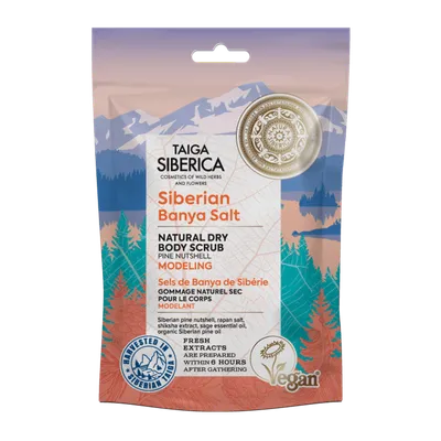 Natura Siberica Taiga Siberica, Natural Banya Salt, Modelling Dry Body Scrub (Wegański, modelujący suchy peeling do ciała z sosną syberyjską)