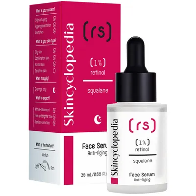 Skincyclopedia RS Face Serum Anti - Aging (Skoncentrowane profesjonalne serum odbudowujące i przeciwzmarszczkowe z 1% retinolem i skwalanem)