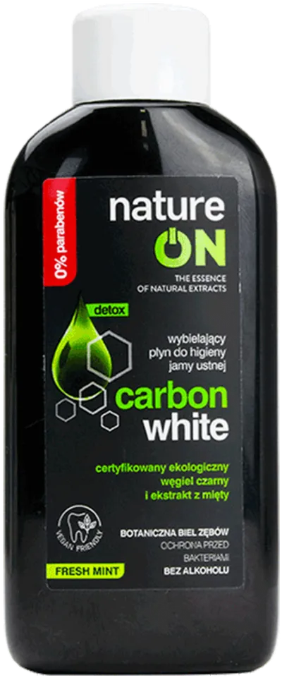 natureON Carbon White, Wybielający płyn do higieny jamy ustnej