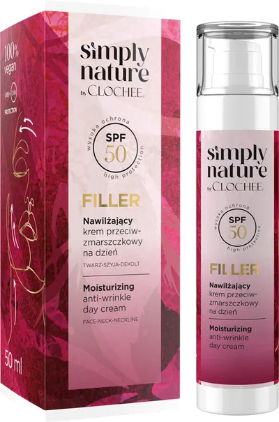 Clochee Simply Nature, Filler, Nawilżający krem przeciwzmarszczkowy na dzień