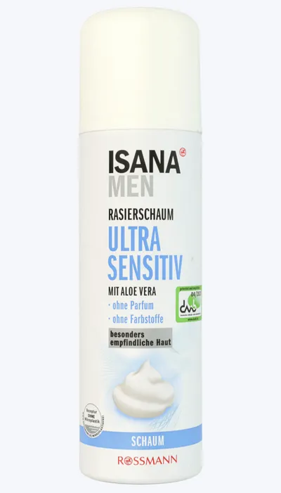 Isana Men, Ultra Sensitive, Rasierschaum (Pianka do golenia)