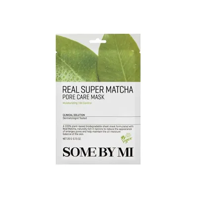 Some by MI Real Super Matcha, Pore Care Mask (Oczyszczająca maska w płachcie z kwasem salicylowym i śluzem ślimaka)