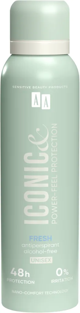 AA Iconic & Power-Feel Protection, Fresh, Unisex Alcohol-Free Antiperspirant Spray (Antyperspirant w sprayu)