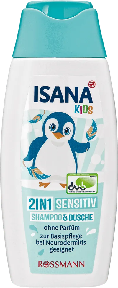 Isana Kids, 2 in 1 Sensitiv Shampoo & Dusche (Żel i szampon dla dzieci)