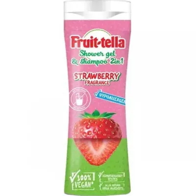 Bubble T Cosmetics Fruit-tella, Shower Gel & Shampoo 2 w 1 'Strawberry' (Żel pod prysznic i szampon 'Truskawka')