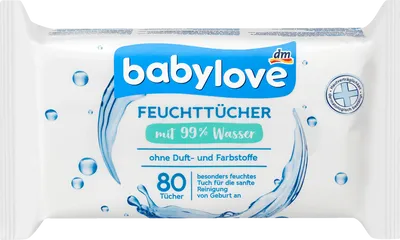 Babylove Feuchttücher 99% Wasser (Chusteczki nawilżane 99% wody)