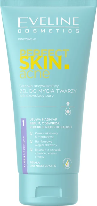 Eveline Cosmetics Perfect Skin. Acne, Głęboko oczyszczający żel do mycia twarzy odblokowujący pory