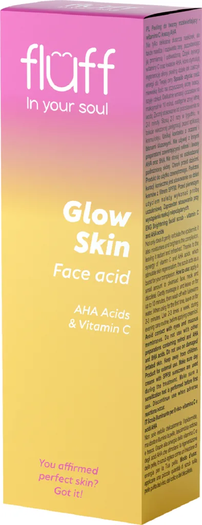 Fluff Glow Skin Face Acid, Brightening Facial Scrub (Peeling do twarzy rozświetlający z witaminą C i kwasami AHA)