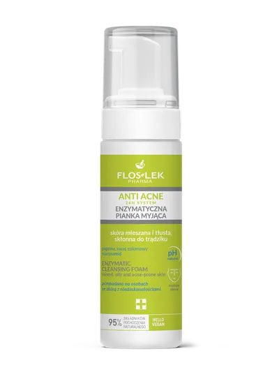 Floslek Anti - Acne 24H System, Enzymatyczna pianka myjąca