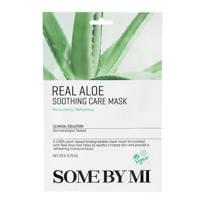 Some by MI Real Aloe, Soothing Care Mask (Łagodząca maska do twarzy w płachcie z aloesem)