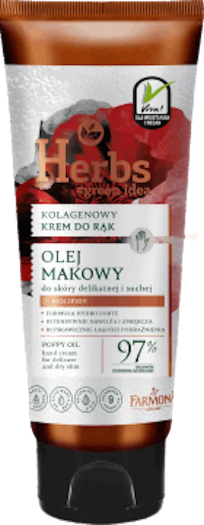 Herbs Green Idea, Kolagenowy krem do rąk dla suchej skóry `Olej makowy`