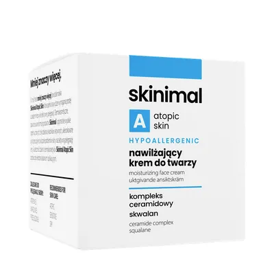 Skinimal Atopic Skin, Hypoallergenic, Nawilżający krem do twarzy