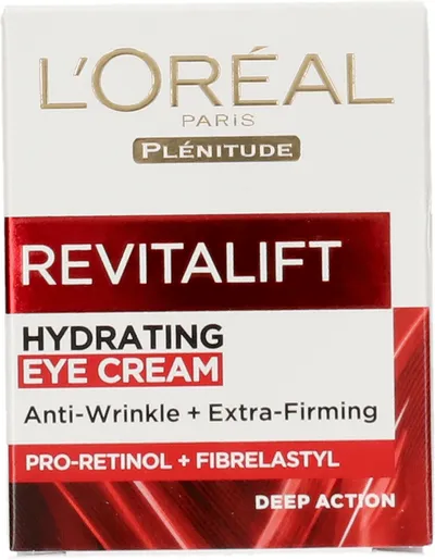 L'Oreal Paris Plénitude, Revitalift, Anti Wrinkle + Extra Firming Hydrating Eye Cream (Nawilżający przeciwzmarszczkowy krem pod oczy)