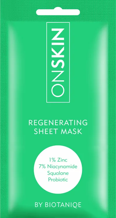 Biotaniqe OnSkin, Regenerating Sheet Mask (Regenerująca maska na tkaninie)