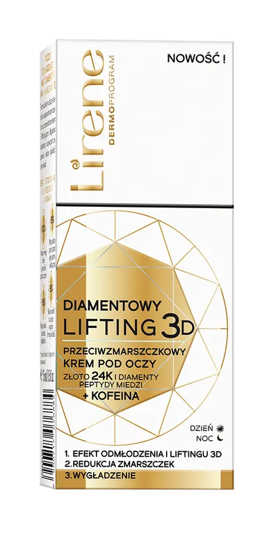 Lirene Dermoprogram Diamentowy Lifting 3D, Przeciwzmarszczkowy krem pod oczy