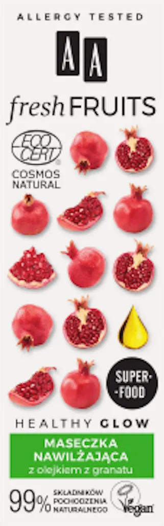 AA Fresh Fruits, Maseczka nawilżająca z olejkiem z granatu