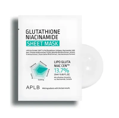 APLB Glutathione Niacinamide, Sheet Mask (Rozjaśniająca maska do twarzy  w płachcie)