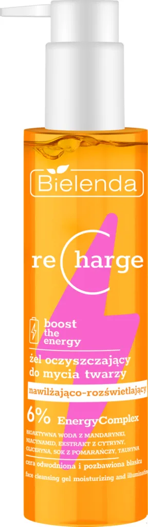 Bielenda Recharge, Żel oczyszczający do mycia twarzy nawilżająco-rozświetlający
