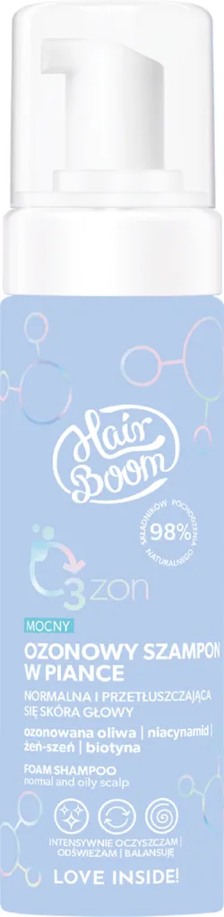 HairBoom O3zon, Mocny ozonowy szampon w piance do normalnej i przetłuszczającej się skóry głowy