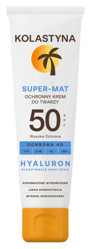 Kolastyna Hyaluron Super Mat, Ochronny krem do twarzy SPF 50