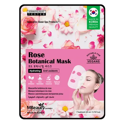MBeauty Rose Botanical Mask (różana maska na płachcie nawilżająca i ochronna z antyoksydantami)