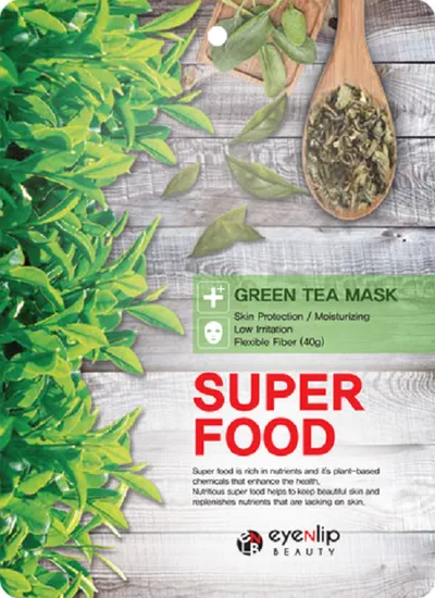 Eyenlip Super Food, Green Tea Mask (Maseczka w płachcie nawilżająco-łagodząca)